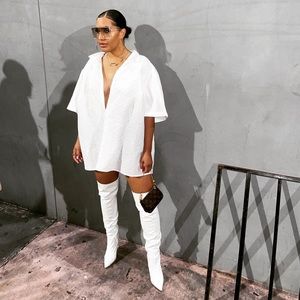 White Oversized Button-Up